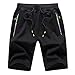 Tansozer Men's Casual Shorts Elastic Waist Comfy Workout Shorts Drawstring with Zipper Pockets