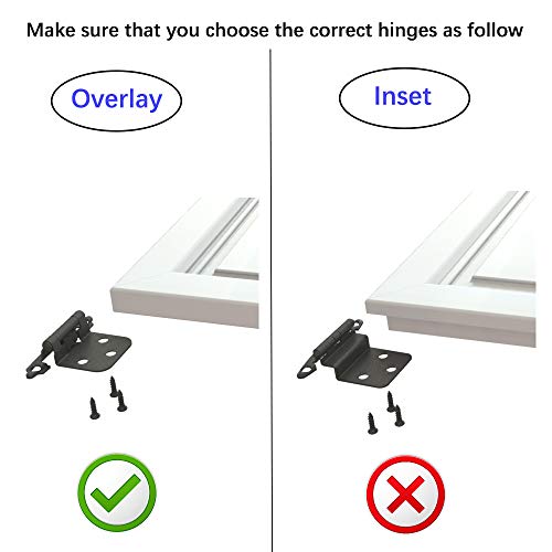 Hardware 1/2 Inch Face Mount Self Closing Variable Overlay Black Kitchen Door Cabinet Hinges, 50 Pack(25 Pairs)