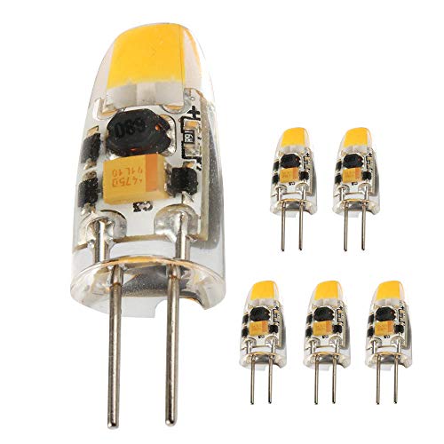 Ukey U G4 LED Bulb 1.5 Watt Bi-Pin Base 12V AC/DC 2700K Warm White Dimmable Waterproof T3 G4 20W LED Halogen Replacement 5Pack (1.5)