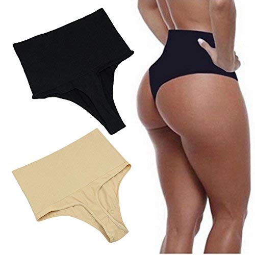 eubell Body Shaper High Waist Tummy Control Butt Lifter Panty Slim T-String Briefs Black