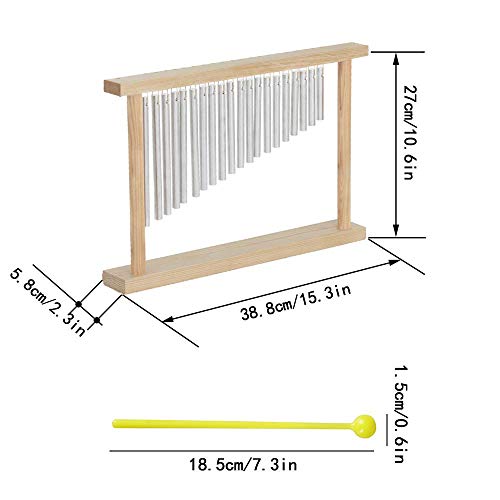 UMIWE Bar Chimes,20 Bars Percussion Chime Bars with Solid Aluminum Pipe and Wooden Stand Stick,Windbell Percussion Instrument,Table Top Wind Percussion Chimes for Bar House Office Decoration
