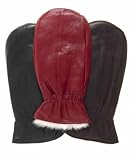 Pratt and Hart Women's Rabbit Fur Leather Mittens Size L Color Black