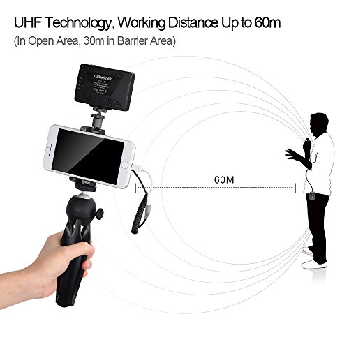 COMICA CVM-WS50(C) 6-Channels Mobile Professional Lavalier Wireless Microphone System with Smart Clamp and Tripod Compatible for Mobile iPhone X/Android Video/Live Video/YouTube/Interview/Vide - Thumbnail 4