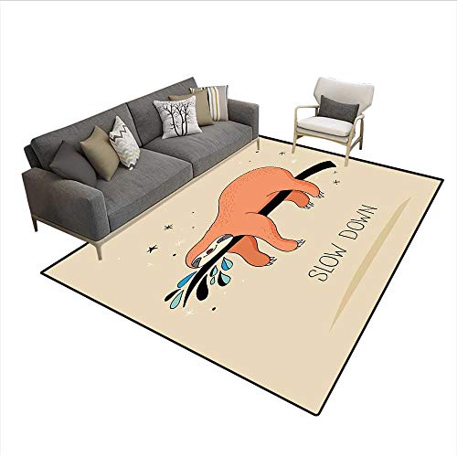 Carpet,Sleeping Big Bear and Sloth Hanging on a Bench Cozy Lazy Wild Creature Image Print,Indoor Outdoor Rug,Multicolor 6'x8' - Thumbnail 4