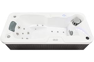 HUDSON BAY SPAS Hudson Bay HBSL 1-Person Hot Tub with 19 Therapy Jets and Digital Controls – White Acrylic Interior and Mocha Exterior Cabinet - Ideal for Indoor/Outdoor - Small and Portable Spa