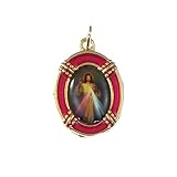 R. Heaven 2.5cm Gold red Jesus Divine Mercy Medal
