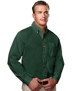 TRM Men's 100% Cotton Regency Soft Twill Pleated Woven Shirt (8 Colors, XS-6XLT)