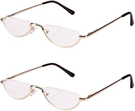 Bestum2 Pack Reading Glasses for Mens and Womens - Comfortable Metal Frame with Spring Hinge - Pack of 2 Readers, 2 Pack Gold, Medium