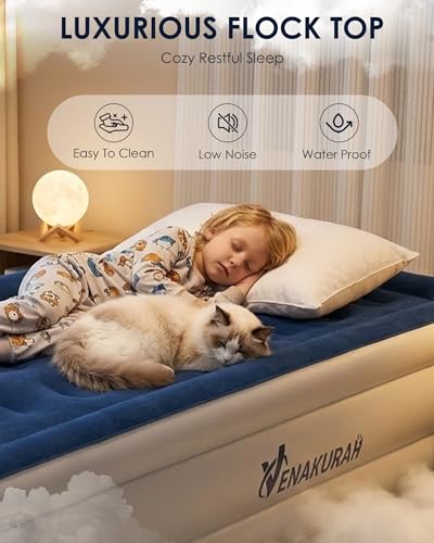 VENAKURAH Air Mattress 1 Person 197 x 97 x 46 cm, Air Bed Self-Inflating in 3 Minutes, Inflatable Mattress with Integrated Electric Pump, Inflatable Guest Mattress for Home and Camping