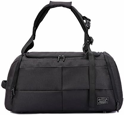 Gym Duffel Bags, 55L Canvas Travel Luggage Bag, Waterproof Gym Bag with Shoes Compartment for Women, Men(Upgraded-Black)