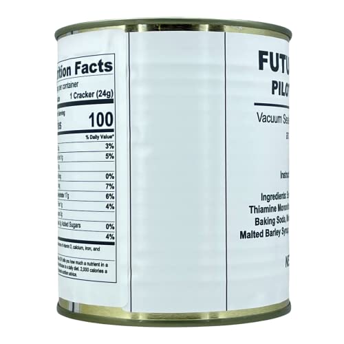 FUTURE ESSENTIAL SAILOR PILOT BREAD CRACKERS | SHIP’S BISCUIT | HARDTACK | EMERGENCY SURVIVAL FOOD | 30 YEARS SHELF LIFE | READY TO EAT #2.5 CAN SIZE (SINGLE CAN),12 SERVING PER CAN, MADE IN THE USA