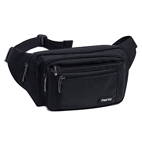 Waist Pack Bag FREETOO Unisex Hip Bag with Adjustable Band for Outdoors Workout Traveling Casual Running Hiking Cycling Black