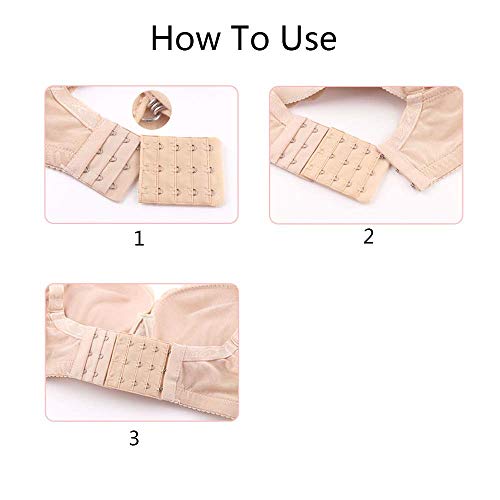 Juland 9 PCS Bra Extender Elastic Lingerie Extension Strap Bra Band Breathing White - Extend 3 Hooks 3 Rows