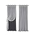 Best Home Fashion uMIXm Tulle Sheer Lace and Blackout 4 Piece Curtain Set – Antique Bronze Grommet Top – Dark Grey – 52