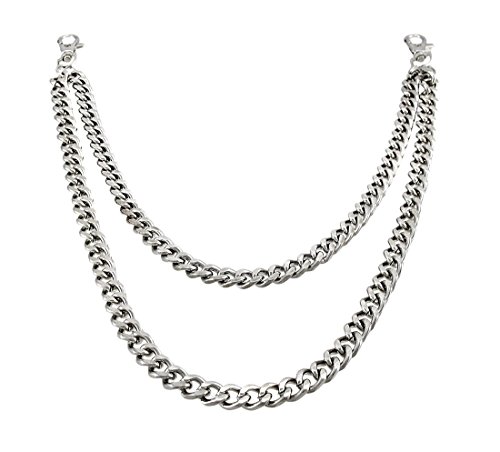 Metal Mens Wallet Chains Wc-302 Heavy Chrome Plated Double Strand Link Wallet Chain Silver