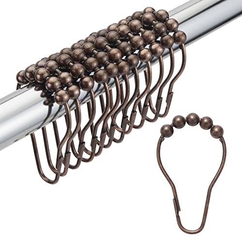 Titanker Shower Curtain Rings, Bronze Shower Curtain Hooks for Curtain