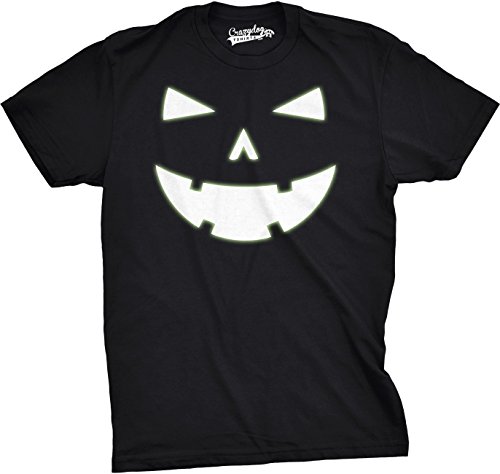 Mens Pumpkin Face T Shirts Funny Halloween Jack O Lantern Spooky Smile Tees for Guys