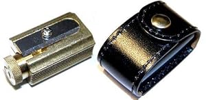 Image of DUX Pencil and Crayon Sharpener Made of Brass in a Genuine Leather case
