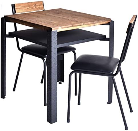 タンスのゲン ダイニング3点セット 幅70cm 男前 ヴィンテージ パイン無垢材 インダストリアル テーブル下収納 アジャスター付 紛体塗装 オイル塗装 Pvc座面 Build ブラウン 00 Matrizoffice Com Br