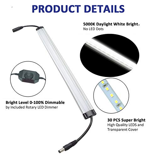 Under Counter LED Lighting Fixtures Plug in, Light Bars, Daylight White 5000K, 32W 2400LM Super Bright, Easy Installation, Frosted Cover not Dazzling, for Kitchen Counter Cabinet Shelf Lights(6 Pack)