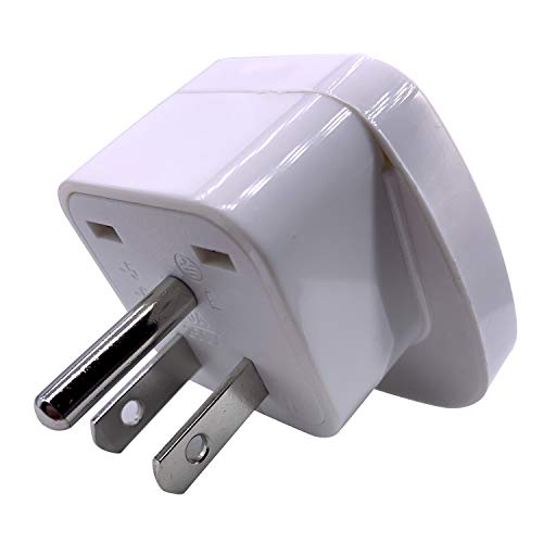 GOMMLE US/CA/JP Type B Adaptor Plug with Flat Blades/Round Grounding Pin and Safety Shutter, UAE/EU/DE/UK/Italy/Swiss/Indian Plug Suitable for 3 Pin US/JP/CA Socket (US/JP/CA Plug * 3 White)