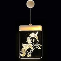 YAGEER LED Decorative Light String Decorative Christmas Lantern LED Battery Light Bell Deer Light String Acrylic Board 3D Hanging Light Color Unicorn with Rainbow