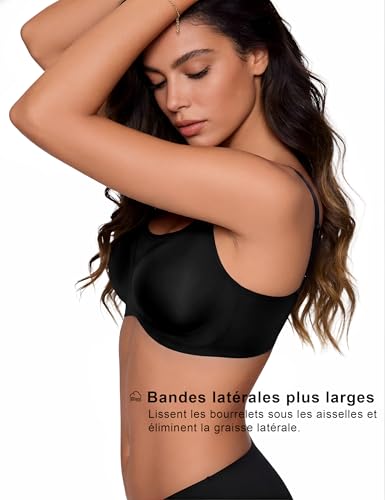 Bresdk Women's Wirefree Bra for Large Breasts, with Great Support, Push-up Effect, Seamless, Comfortable, Classic Padded Mesh Bralette.