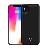 ZTESY iPhone X Battery Case, iPhone X 5000mAh Capacity Support Lightning Port Headphones Portable Charger Case Extended Battery Pack Charging Case with Kickstand Black