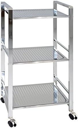 House Metal Free Standing Bath Trolley Bathroom 3 Shelves Chrome Perforated Plate Great Additional Bathroom Storage Amazon Co Uk Kitchen Home