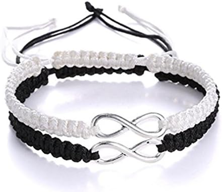 Infinity Bracelets for Couples Infinity jewelry for couples Lover Bracelet Boyfriend and Girlfriend Jewelry Navy Blue Bracelet Anniversary 2CPS Bracelets (white)
