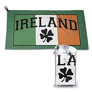 RGFDF Microfiber Quick Dry Beach Towel Ireland Flag Super Soft Absorbent Portable Towel for Camping,Travel, Beach, Backpacking, Gym, Sports, and Swimming