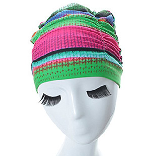 Newest trent Women's Long Hair Swim Cap Bathing Cap Spa Swimming Cap Swimming Hat Print Nylon Shower Cap Swim Hat Pleated Design