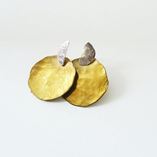 Darlene - Sterling Silver and Gold Ear Jacket Earrings 1" Wide