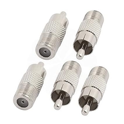 Ugtell 5Pcs RCA 3.2mm Male Mono Cable Audio Video Adapter Connector Silver Tone