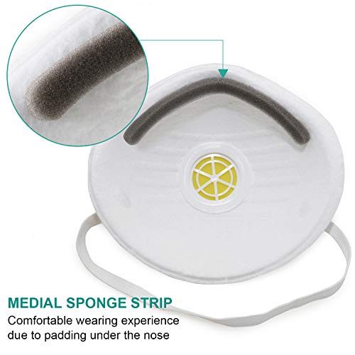 BURVAGY NIOSH Certified-Dust Mask Respirator Face Masks N95 Disposable (20 Pack) - Thumbnail 4