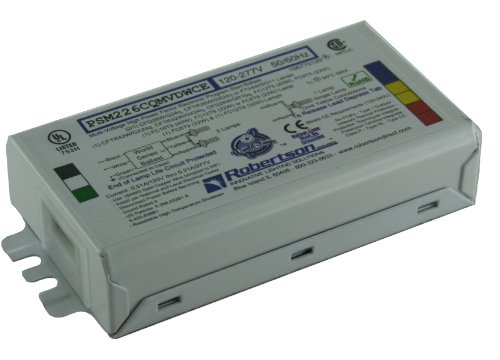 ROBERTSON 3P20145 Individual Fluorescent eBallast, 2 CFQ26W/G24q CFL Lamp, Program Start, 120-277Vac, 50-60Hz, Normal Ballast Factor, HPF, Model PSM226CQMVDWCEST (Replaces Model PSM226CQMVDWCE/S)