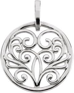 14K White Gold Circular Filigree Pendant