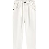 KISBINI Boys' Uniform Pants Elastic Waistband Pull On Pants for Kids