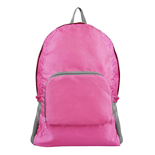 Zhenxinmei Hiking Backpack Portable Lightweight Weekend Pack Waterproof Durable Laptop Compartment Outdoor Travel Camping Daypack Foldable Mountaineering Bags Multi-function Storage Bag (Rose Red)