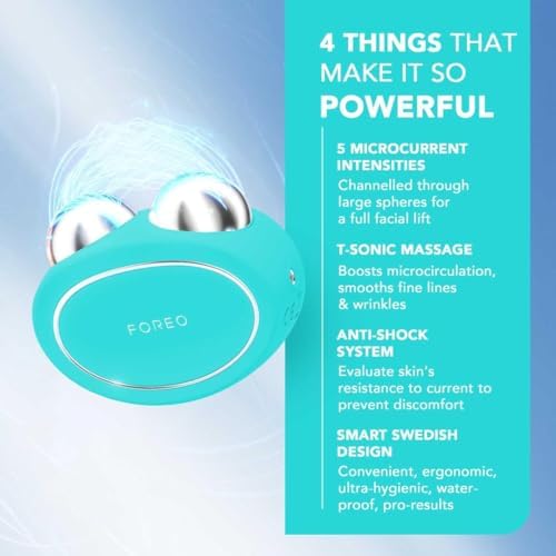 Bear, Massaggiatore Viso Antirughe Smart con Microcorrente, per Rughe Della Fronte e Doppio Mento, Ginnastica Facciale, Lifting Viso Non invasivo, Anti-età, Sicuro e indolore, Mint