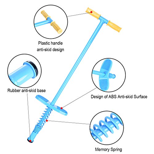 Jinjin Pogo Sticks Hopping Toys Balance Sports Trainer Outdoor Sports Bouncing Rod for Ages 5 & Up 15kg-35kg / 33-77 pounds (Blue) - Thumbnail 6
