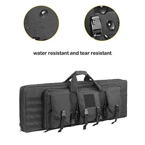XWLSPORT AK47/AR16 Tactical Rifle Case Double Carbine Bag Outdoor Molle Deluxe Double Rifle Gun Bag Padded Long Gun Case & Rifle Storage Backpack(2 Sizes and 6 Colors to chooese from) (Black, 42inch)