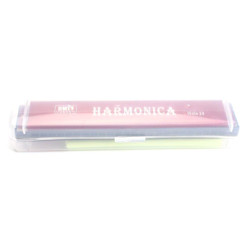 24 Holes Harmonica with Case Diatonic Bules Children Harmonica (Red)