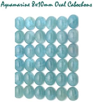 Natural Genuine Aquamarine 8x10mm Oval Gemstone Cabochon Stone (pkg of 3), UNDRILLED for Jewelry Making