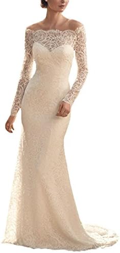 ACB Womens Lace Wedding Dresses Bateau Mermaid Bridal Gown
