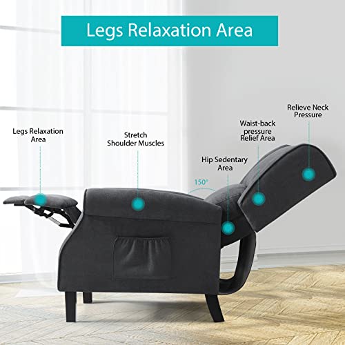 LEISLAND Wingback Recliner Chair for Living Room Fabric Lazyboy Push