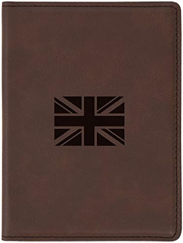 United Kingdom Flag Brown Leather Passport Holder - Laser Etched Design - 4 X 5.5” Engraved Passport Holder For Women And Men