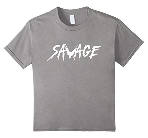 Kids Savage with Vibrant Logo T-Shirt, Be A Maverick T-Shirt 10 Slate