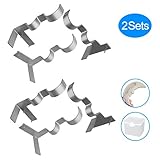 Yoaokiy 2 Sets(6Pcs) Double Curtain Rod Brackets - Curtain Holders Tap Right Into Window Frame - Adjustable Curtain Rod Brackets(Silver)