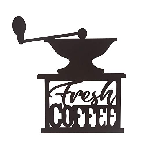 Adeco Schwarze Metall-Kaffeemühle, Wandkunst, Dekoration für Zuhause, Küche, Restaurants, Geschenke – 43,2 x 39,9 cm